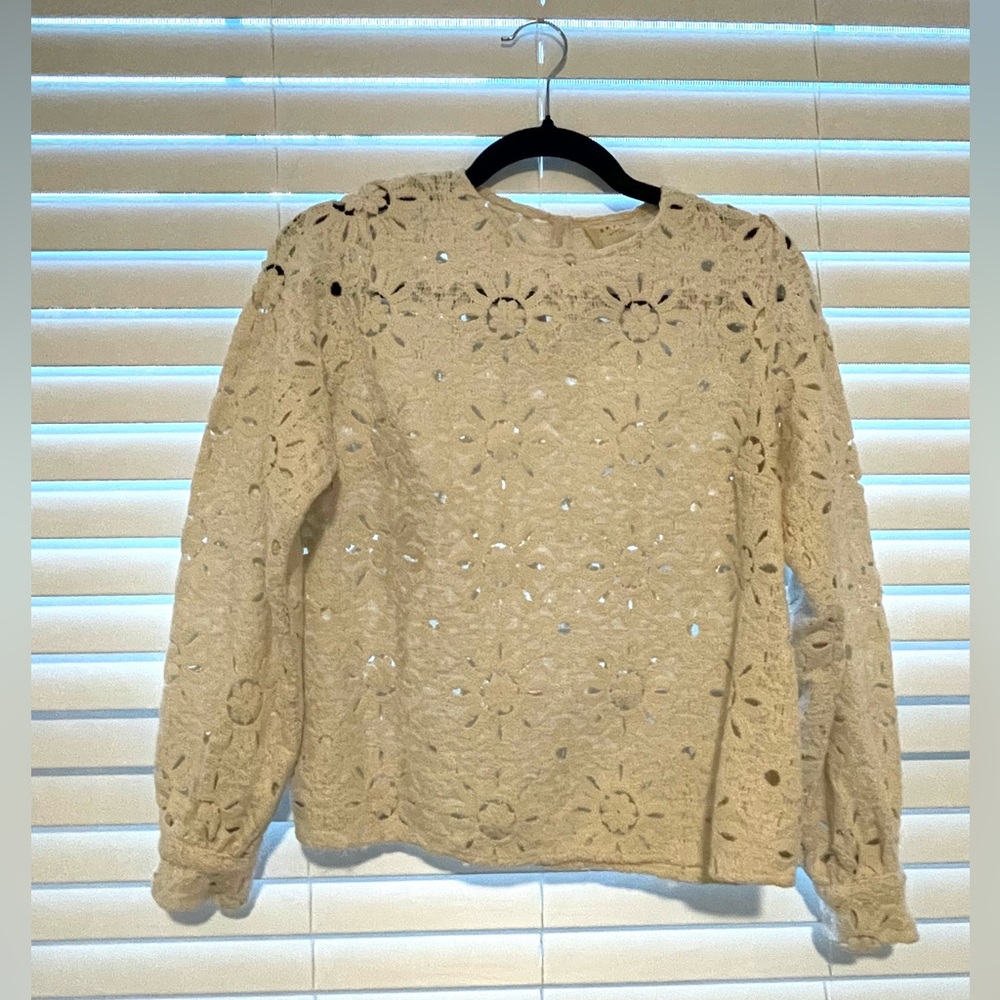 Sezane Cream Crochet Blouse